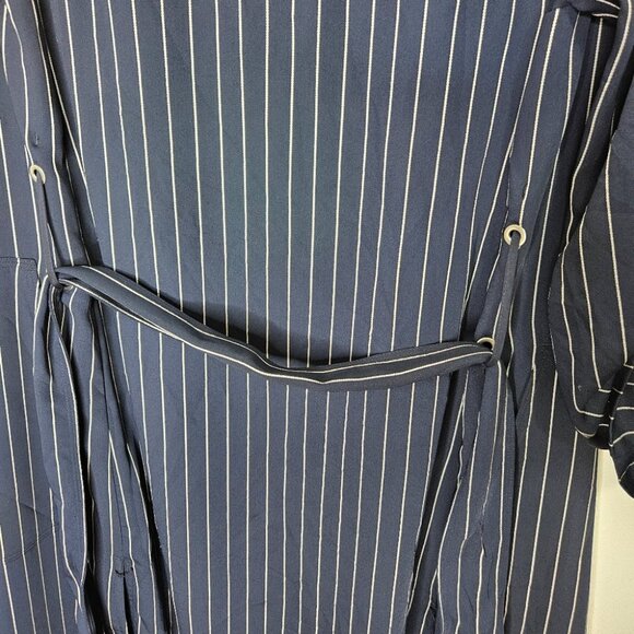 Aritzia Babaton New Kahlo Robe Sz XS Jacket Duster Pinstripe Navy Blue Corporate - Picture 15 of 15